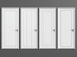 新中式镶嵌黑边的白色平开门