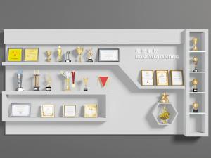 装饰奖杯奖牌奖状的荣誉墙3d模型 装饰奖杯奖牌奖状的荣誉墙