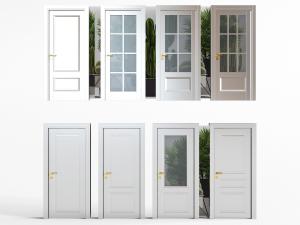 北欧白色装饰玻璃的平开门