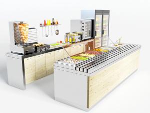 餐厅整体橱柜食品料理台冰箱