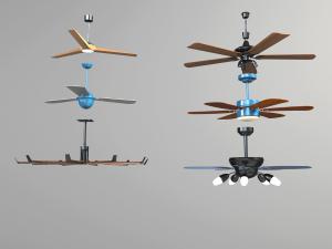 现代实木金属扇叶的风扇灯