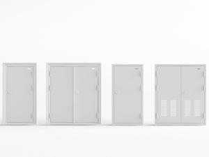 现代灰白色单扇双扇金属防火平开门