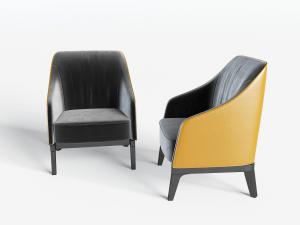 新中式黄色外表黑色单人沙发3d模型 新中式黄色外表黑色单人沙发