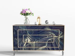 新中式装饰金属回字纹理的玄关柜边柜