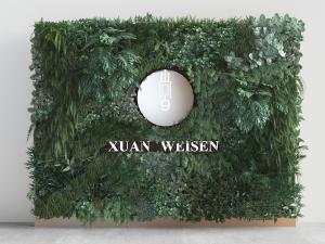 长方形装饰logo的植物墙