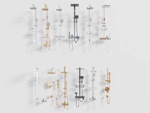 现代黑色金色金属淋浴花洒