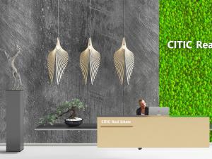 新中式装饰盆景的前台接待台