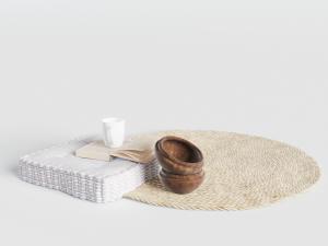 日系草编圆形地毯坐垫3d模型 日系草编圆形地毯坐垫