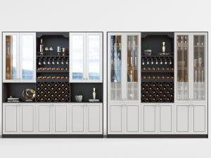新中式酒柜3d模型 新中式酒柜