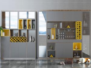 新中式灰色酒柜3d模型 新中式灰色酒柜