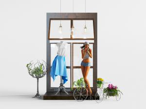 现代服装店橱窗模特摆设