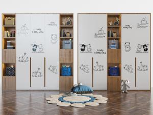 儿童装饰猫咪图案的置物装饰柜