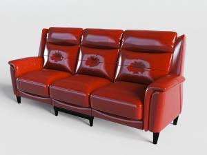 新古典红色皮革多人沙发3d模型 新古典红色皮革多人沙发