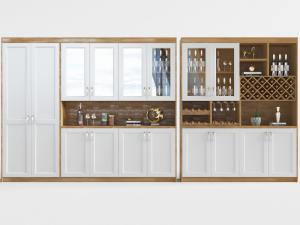 现代实木撞色餐边柜、酒柜