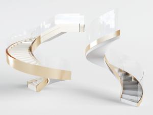 现代玻璃护栏的旋转楼梯3d模型 现代玻璃护栏的旋转楼梯