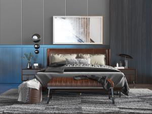 现代轻奢双人床床尾凳