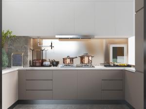 现代新中式U字形整体橱柜、吊柜