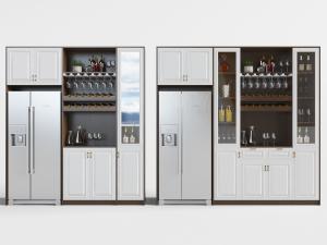 现代嵌入冰箱的酒柜3d模型 现代嵌入冰箱的酒柜