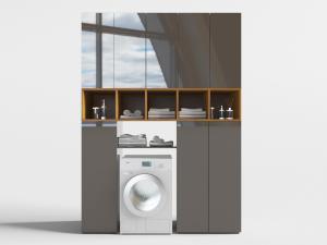 新中式嵌入洗衣机的置物收纳柜