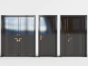 现代双扇带密码锁的字母平开门