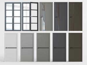 现代黑色边框的平开门