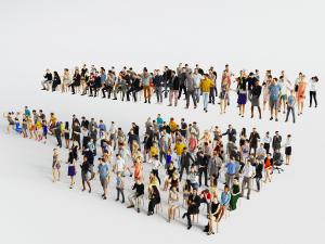 坐着站着的人群3d模型 坐着站着的人群