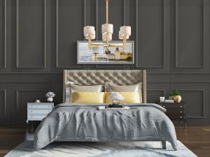 美式软包双人床床头柜