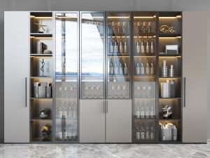 现代玻璃柜门的酒柜3d模型 现代玻璃柜门的酒柜