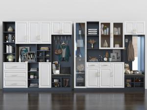 北欧白色柜门的玄关鞋柜装饰柜