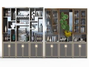 新中式实木餐边柜、酒柜