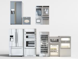 现代不锈钢电冰箱、冰柜和烤箱厨房电器