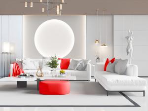 现代白色多人沙发、贵妃椅美人榻组合