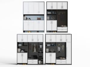 新中式白色柜门的玄关鞋柜