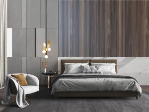 现代双人床、休闲椅子