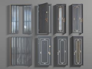新中式黑色平开门、折叠推拉门