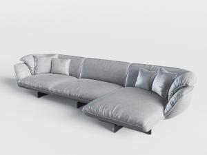 现代银灰色转角多人沙发3d模型 现代银灰色转角多人沙发