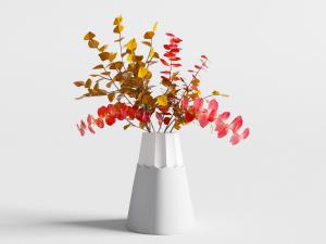 现代上边多边形的陶瓷花瓶花卉