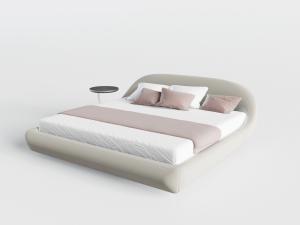 现代圆弧形床头的布艺双人床