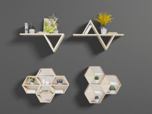 北欧多边形实木墙饰挂件