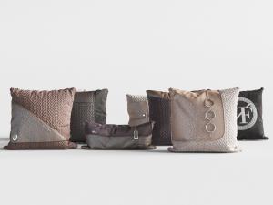 现代拼接布纹方形靠垫