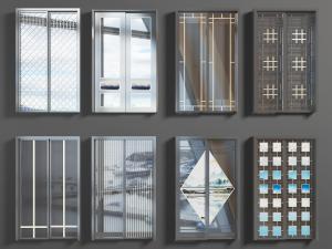 新中式带装饰纹理的双扇玻璃推拉门