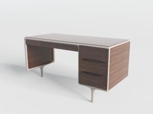 新中式实木带抽屉的书桌3d模型 新中式实木带抽屉的书桌