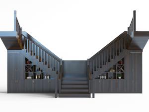 新中式实木楼梯3d模型 新中式实木楼梯