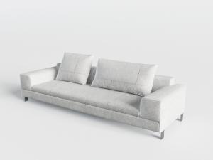 新中式现代灰白色多人沙发3d模型 新中式现代灰白色多人沙发