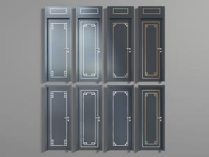 中式黑色带金色花纹的平开门