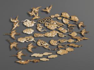 中式金属仙鹤祥云墙饰挂件