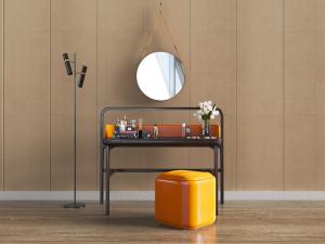 新中式黑色梳妆台和橙色坐墩