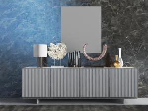 现代灰色条纹柜门的电视柜