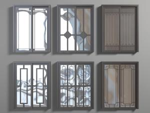 新中式实木边框的推拉门