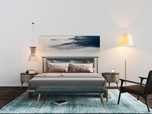 新中式实木皮革软包床头双人床